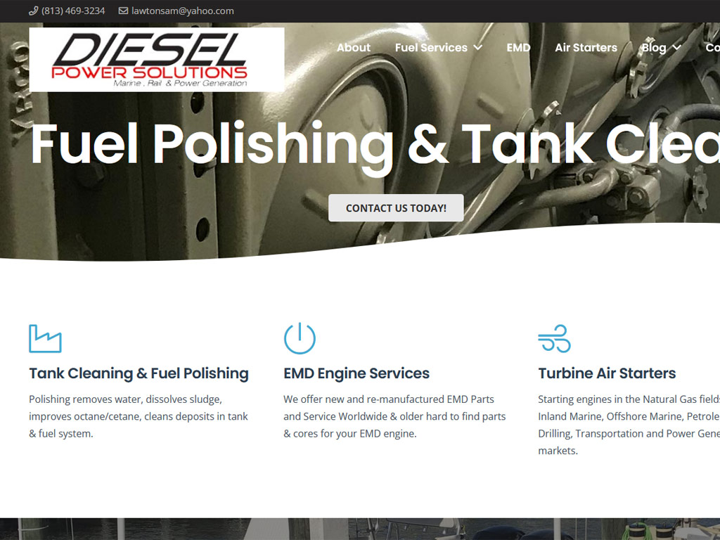 Image of Diesel Power Solutions Home page of website