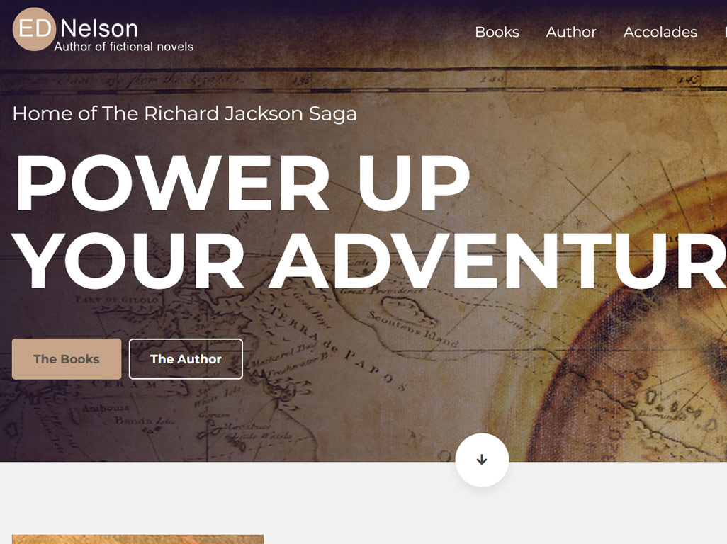 Image of ed nelson website, fictional author website design