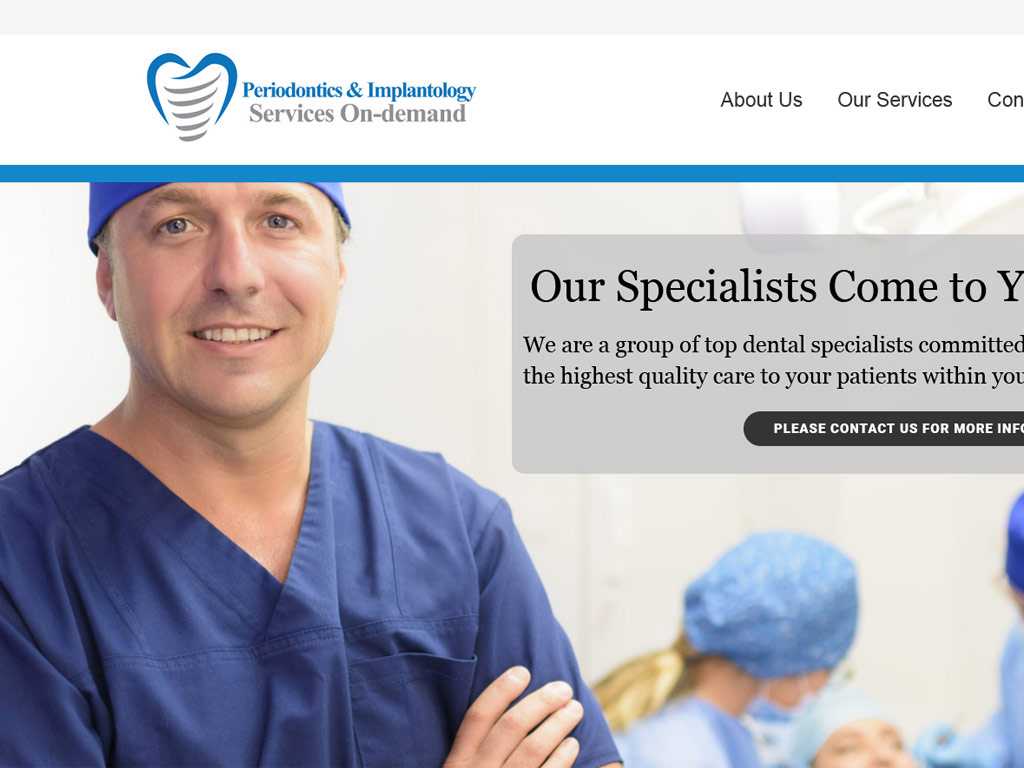 Dental Periodontics & Implantology website design home page, dental web design