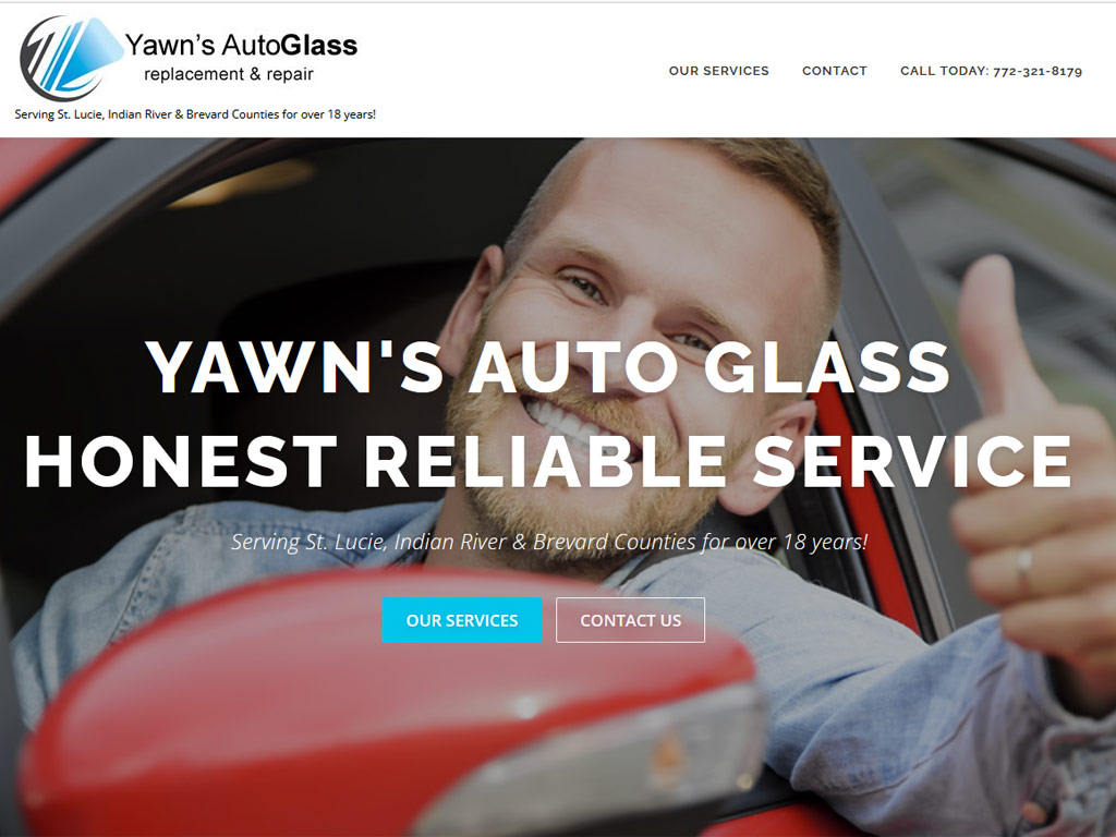 Image of auto glass web design, Yawns Auto Glass